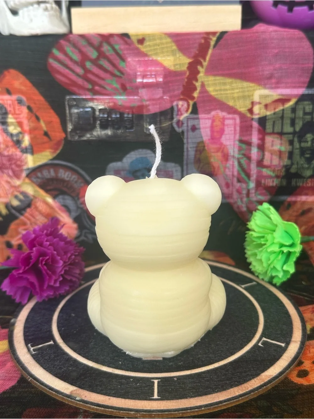 Handmade Ivory Mummy Bear Candle – Cute Halloween Teddy Bear Candle